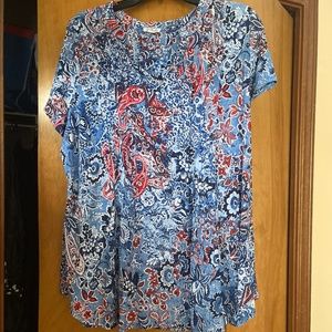 1X red white and blue top